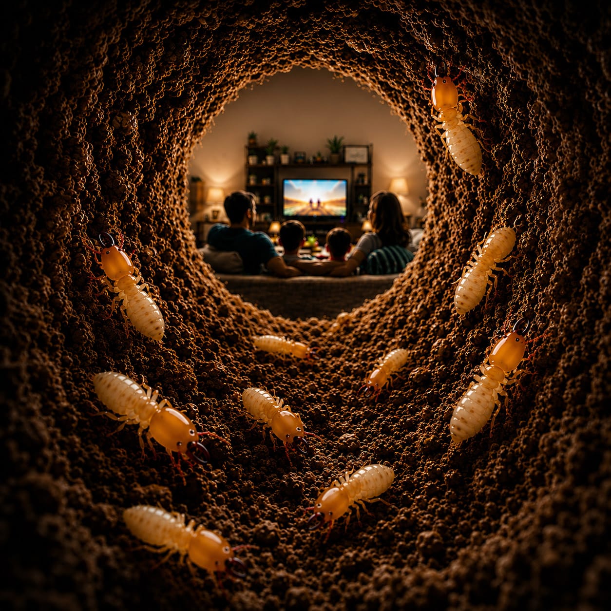 House with termites eating inside the walls