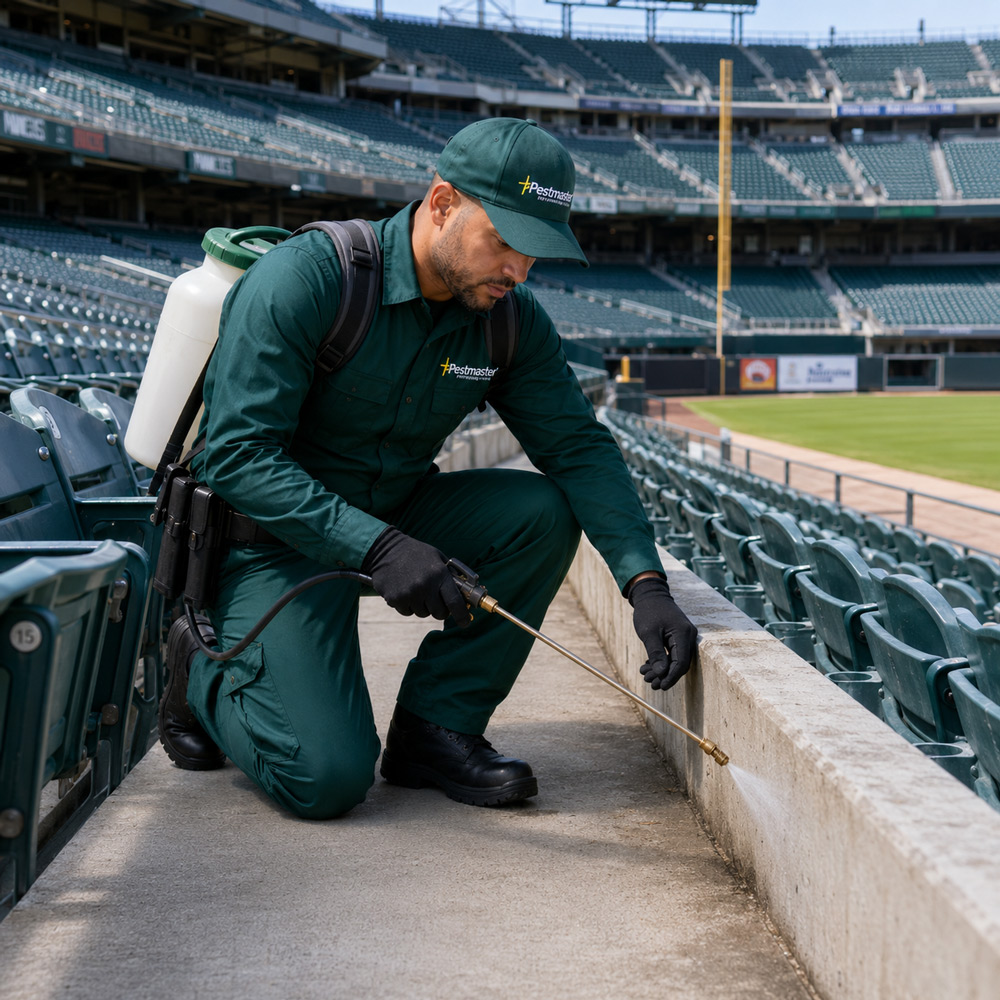 Pest control technician fumigating for ants.