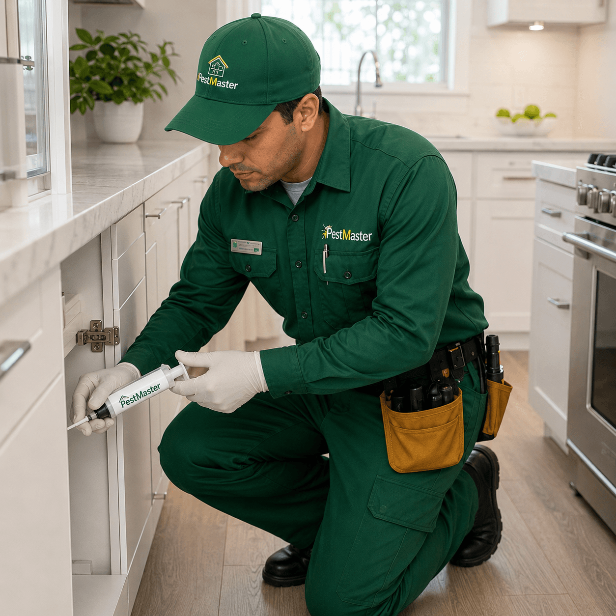 Técnico de Pestmaster realizando control de moscas en Orlando
