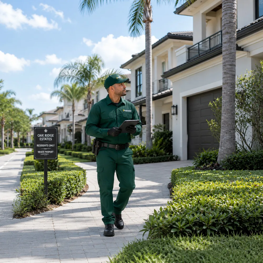 Pestmaster technician inspecting a commercial property in Central Florida