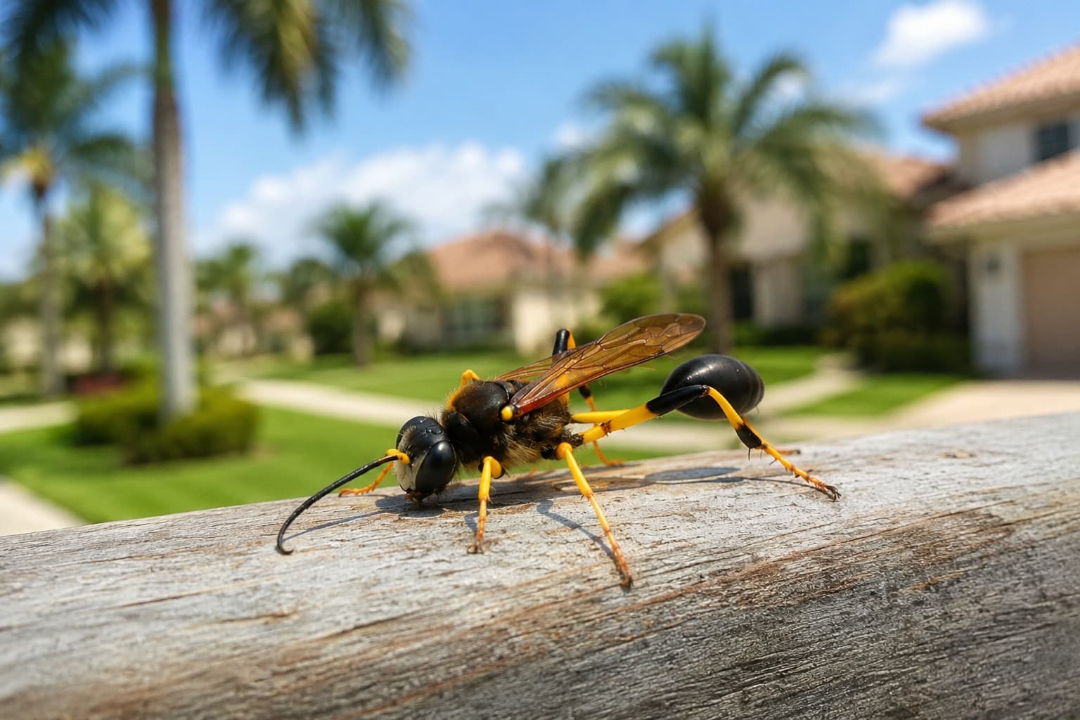 Avispa de barro Mud Dauber común en Florida