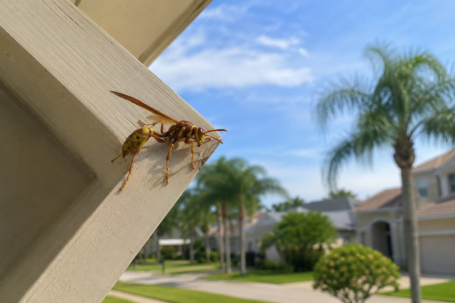 Avispa de papel Paper Wasp común en Florida