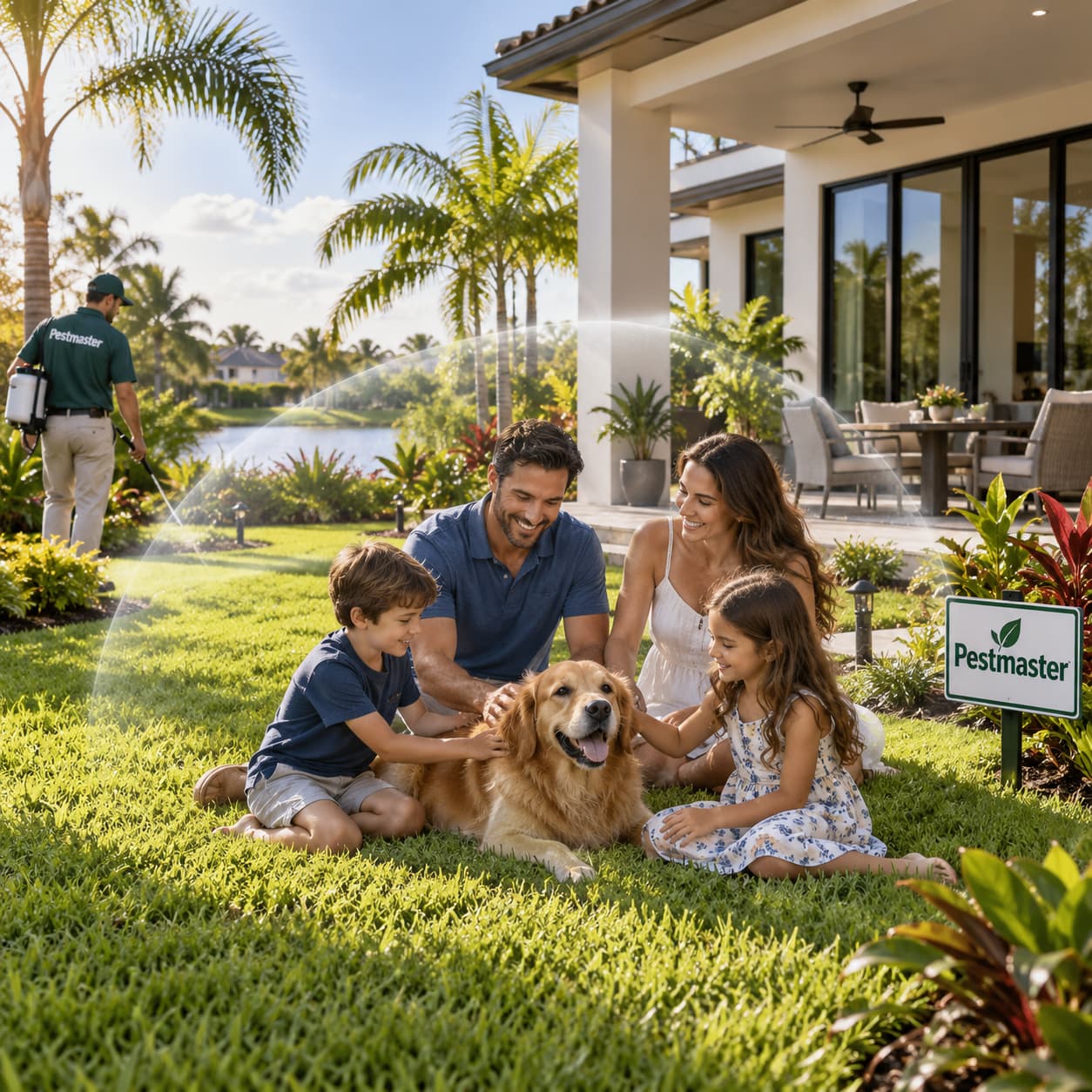 Familia protegida en su jardín por Pestmaster